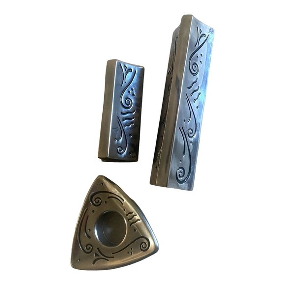 Lenox Spyro Candlestick Holders Set of 3 Vintage Decorative Metal 8" 5" 2" - Picture 7 of 7